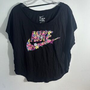 Nike Black Pink Relaxed Crop Tee